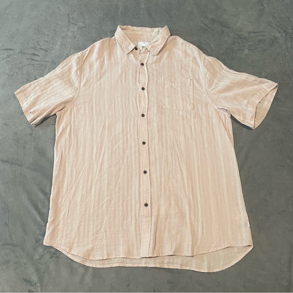 Katin Shirt Mens XXL Pink Striped Button Up Lightweight Surf Beach Linen Blend